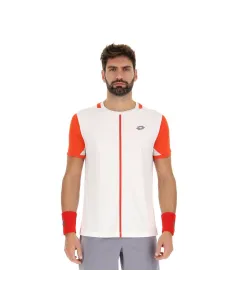 Camiseta Lotto Top Iv Blanco Rojo | Ofertas de pádel